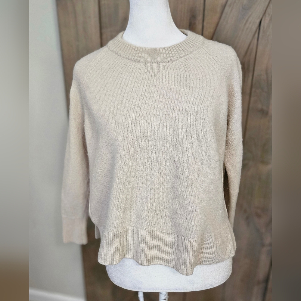 MADEWELL (Re)sourced Cashmere Crewneck Sweater In Heathered Beige. XS - Picture 6 of 15